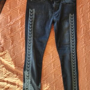 Elizabeth and James Black Embroidered Skinny Jeans